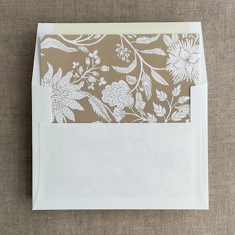 "Reindeer fur botanical garden envelope liner for A7 square flap envelope | pack of 10" - Envelope Liners in brown by Ivory Invitations