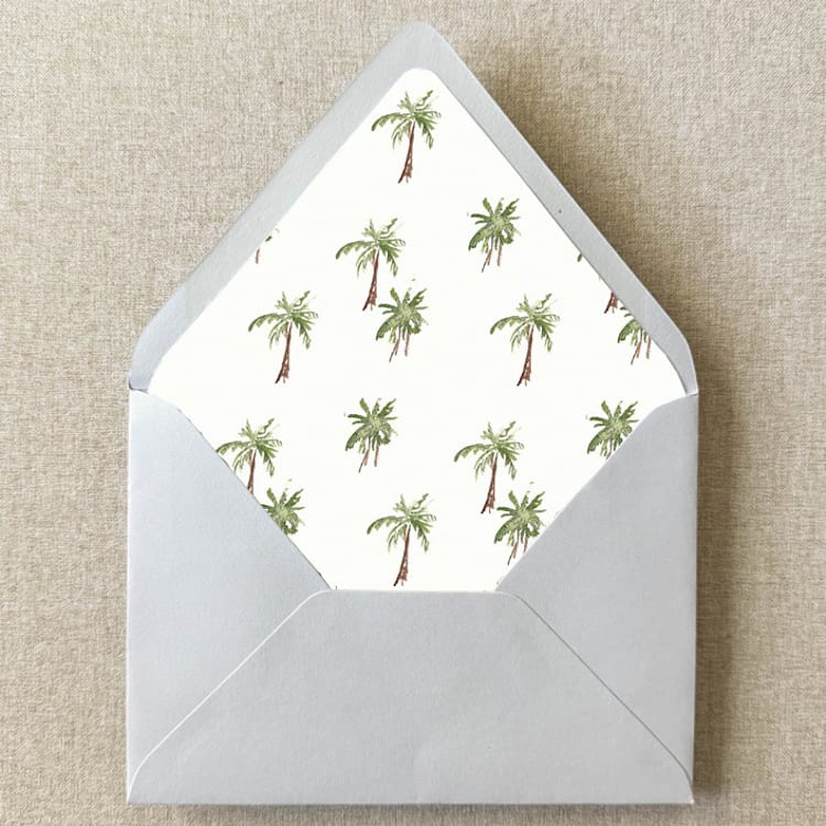 "Palm Tree Envelope Liner | Set of 10 | For 5x7” Invitations" - Envelope Liners in green by Cotton and Bow