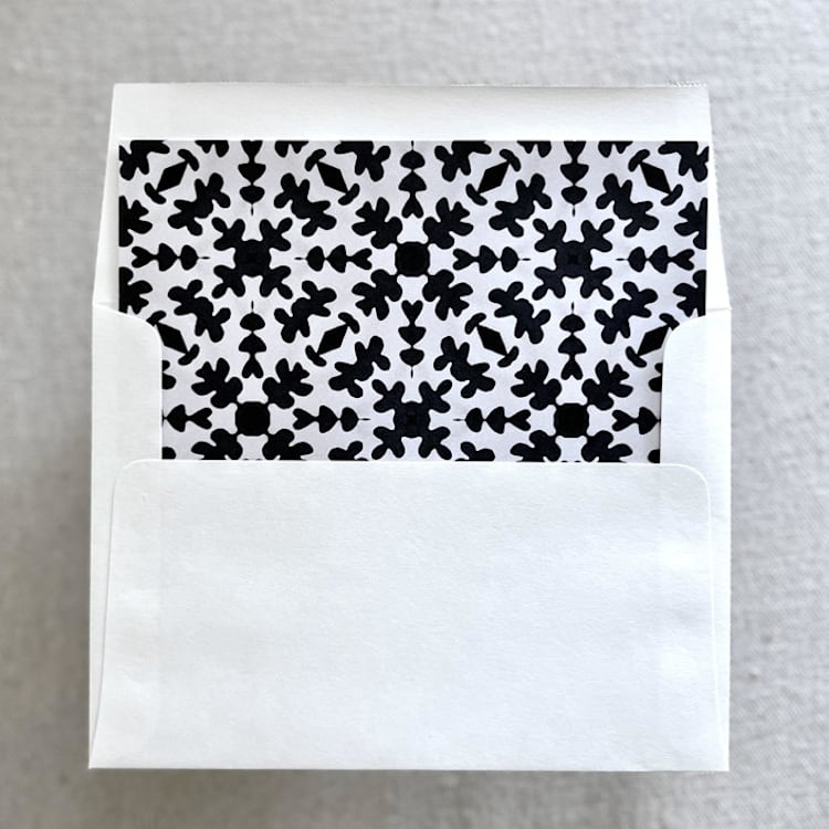 "A7 Envelope Liners | Isabella in Black & Cream for Straight Flap Envelopes | Pack of 10" - Envelope Liners in white by Renée Stramel