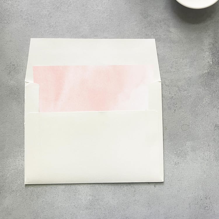 "Blush Watercolor Square Envelope Liner | Set of 10 | For 5x7” invitations " - Envelope Liners in pink by Cotton and Bow