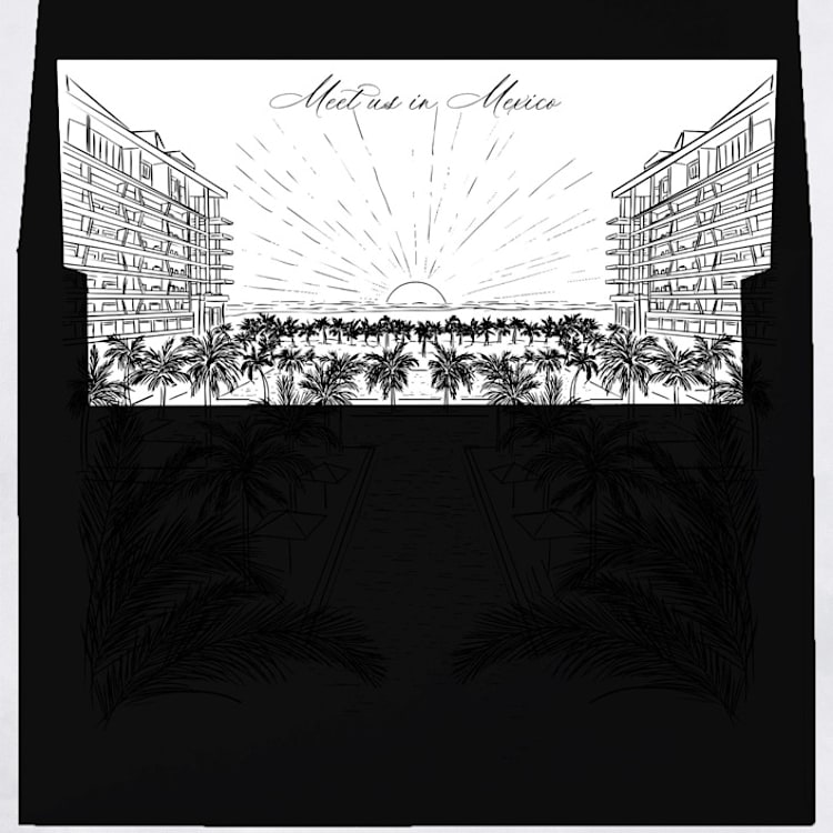 "Cancun Mexico Skyline Envelope Liner with custom text/saying | Set of 10 | For 5x7 Minted Square Flap Envelope" - Envelope Liners in white by Kimee Meyer