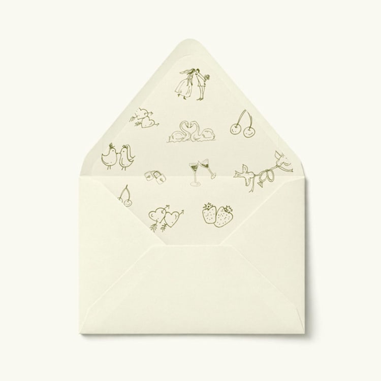 "Lovebirds & Sweethearts Wedding Envelope Liner | Set of 10" - Envelope Liners in multicolorassorted-colors by Paper Haven