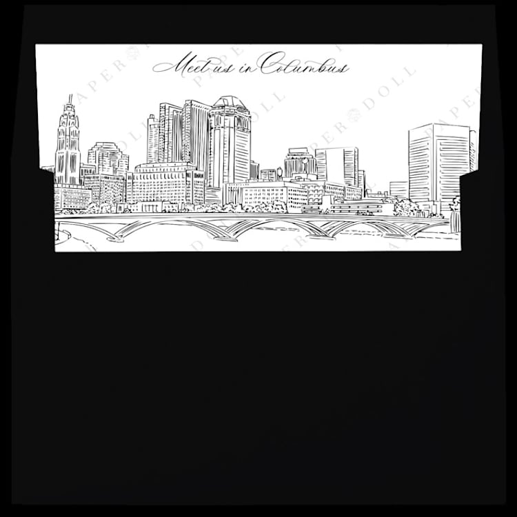 "Columbus Ohio Skyline Envelope Liner with custom text/saying | Set of 10 | For 5x7 Minted Square Flap Envelope" - Envelope Liners in white by Kimee Meyer