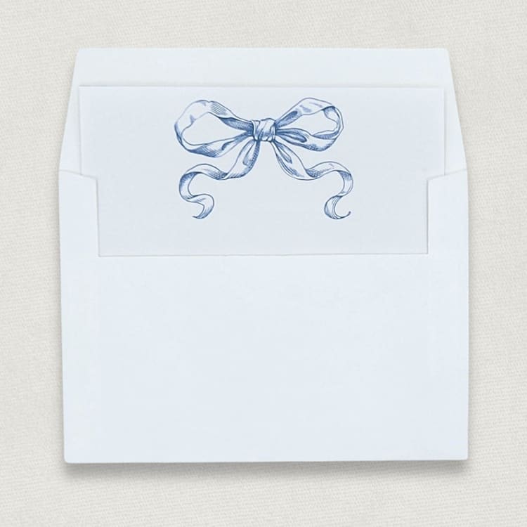 "A7 Blue Watercolor Bow Square Envelope Liners (Set of 10)" - Envelope Liners in blue by Caroline Russo