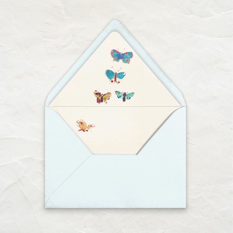 "A7 Envelope Liners // Five Butterflies (Set of 25)" - Envelope Liners in multicolorassorted-colors by Clover and Lamb