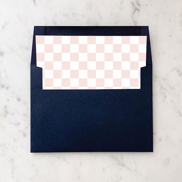 "A7 Envelope Liners Pink Checkerboard Square Flap (set of 10)" - Envelope Liners in pink by Design by Laney