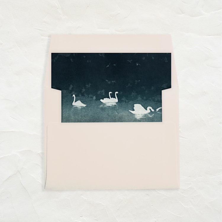 "A7 Fine Art Envelope Liners Square Flap // Swans (Set of 25)" - Envelope Liners in blue by Clover and Lamb