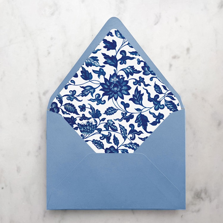 "A7 Envelope Liners Blue China Pattern (set of 10)" - Envelope Liners in blue by Design by Laney