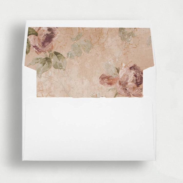 "Romantic Blush Pink Floral Liner | Set of 25 Square Envelope Liners" - Envelope Liners in multicolor by Nikki Turner