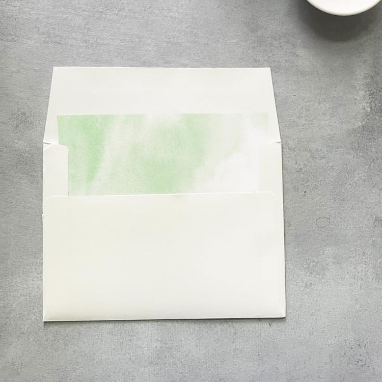 "Green Watercolor Square Envelope Liner | Set of 10 | For 5x7” invitations " - Envelope Liners in green by Cotton and Bow