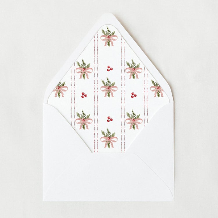 "Watercolor Berry Bow | Set of 25 Envelope Liners" - Envelope Liners in red by Nikki Turner