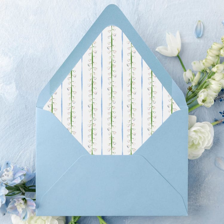 "Lily Envelope Liners | Lily of the Valley Watercolor Pattern (10 Pack)" - Envelope Liners in multicolorassorted-colors by Sterling Stripes