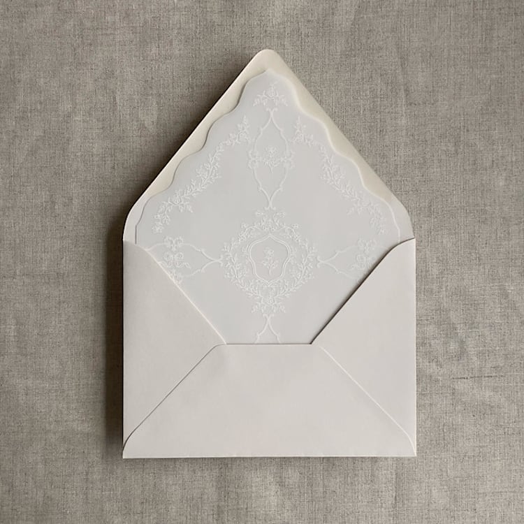 "grace floral white vellum liner for A7 euro flap envelope | pack of 10" - Envelope Liners in white by Ivory Invitations