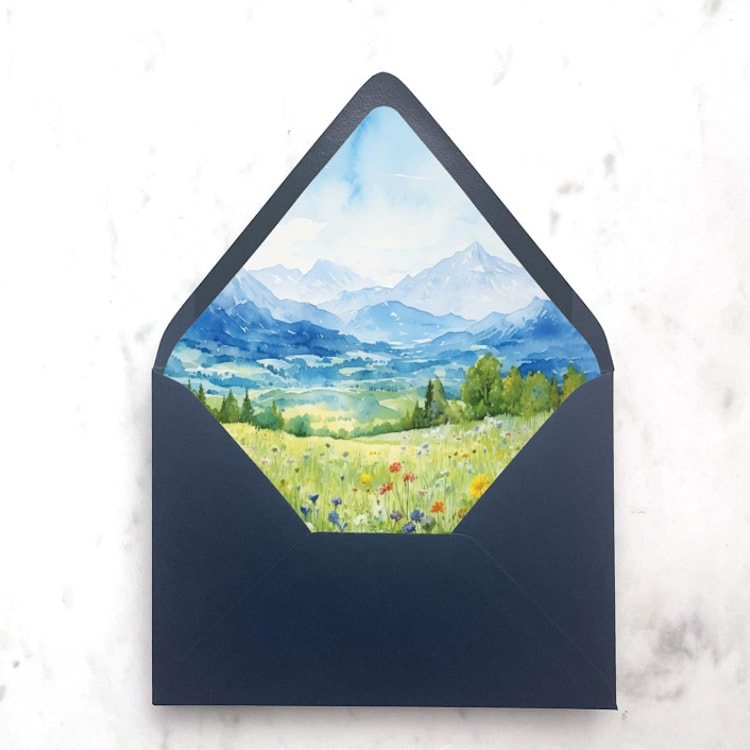 "A7 Envelope Liners Mountain Watercolor (set of 10)" - Envelope Liners in multicolor by Design by Laney