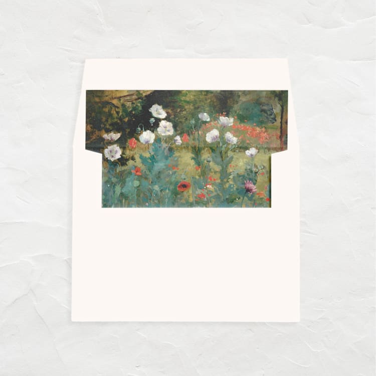 "A7 Envelope Liners Square Flap // Field of Poppies (Set of 25)" - Envelope Liners in green by Clover and Lamb