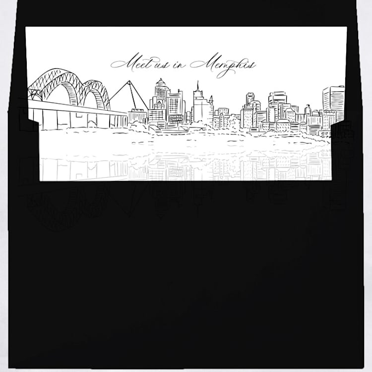 "Memphis Tennessee Skyline Envelope Liner with custom text/saying | Set of 10 | For 5x7 Minted Square Flap Envelope" - Envelope Liners in white by Kimee Meyer