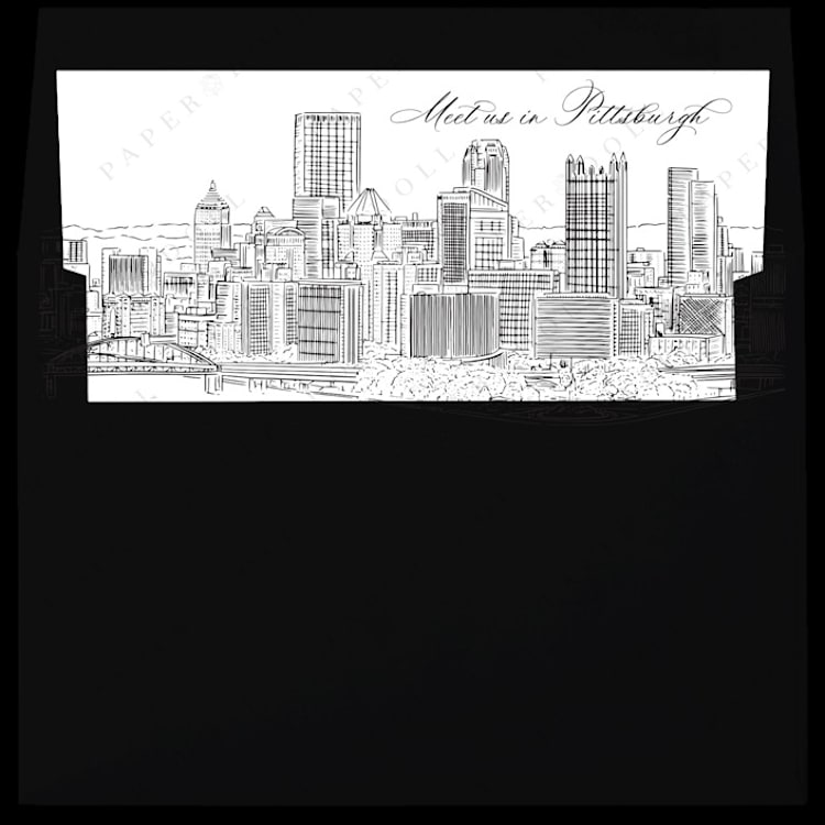 "Pittsburgh Skyline Envelope Liner with custom text/saying | Set of 10 | For 5x7 Minted Square Flap Envelope" - Envelope Liners in white by Kimee Meyer