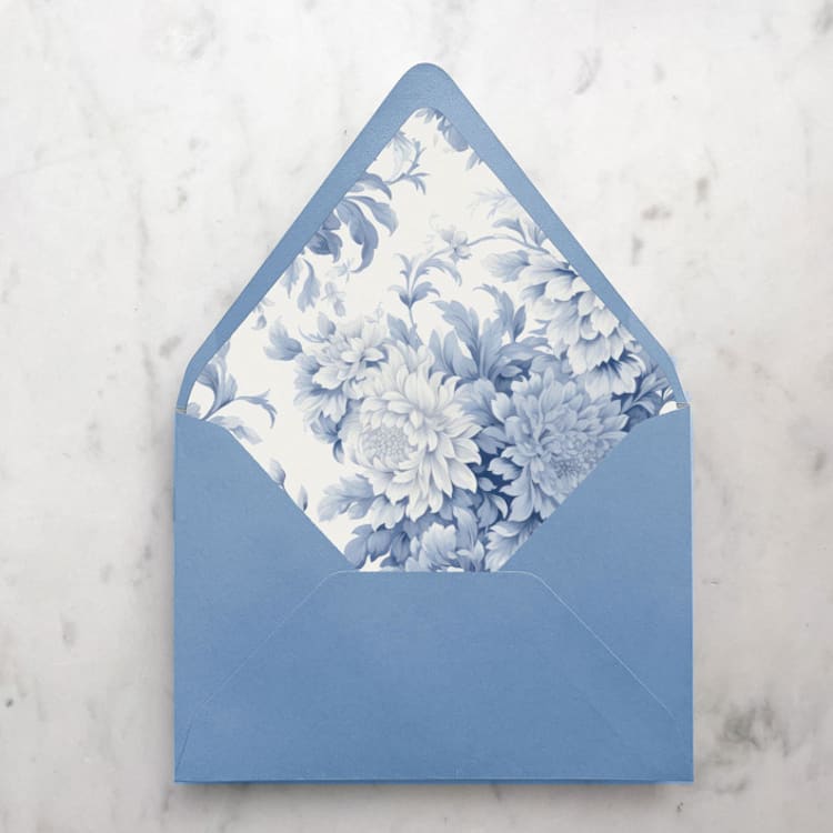 "A7 Envelope Liners Blue Floral Toile (set of 10)" - Envelope Liners in blue by Design by Laney