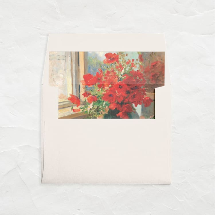 "A7 Fine Art Envelope Liners Square Flap // Crimson Poppies (Set of 25)" - Envelope Liners in red by Clover and Lamb