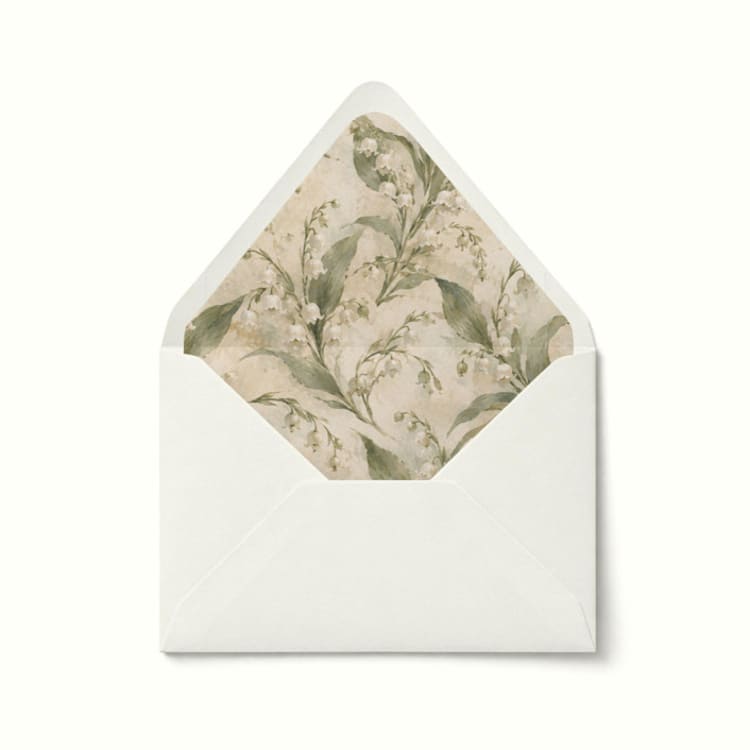 "Lily of the Valley Botanical Envelope Liner | Set of 10" - Envelope Liners in multicolor by Paper Haven
