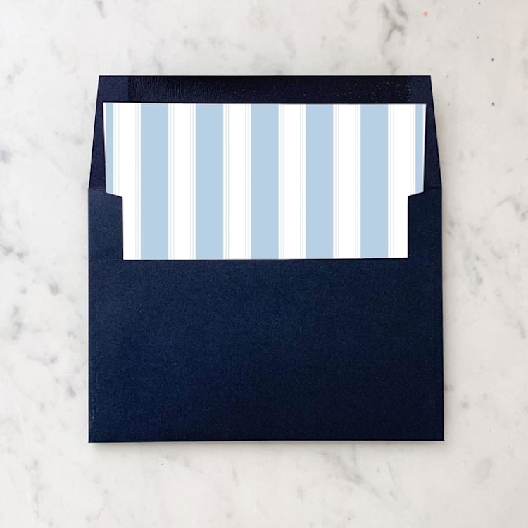 "A7 Envelope Liners Dusty Blue Nautical Stripes Square Flap (set of 10)" - Envelope Liners in blue by Design by Laney