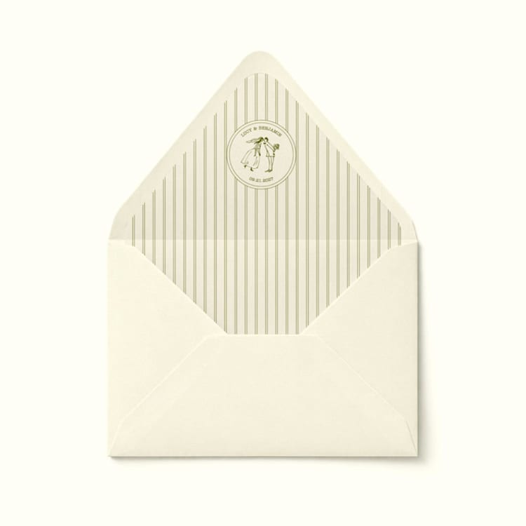 "Hand Drawn Bride and Groom Envelope Liner | Set of 10" - Envelope Liners in multicolorassorted-colors by Paper Haven