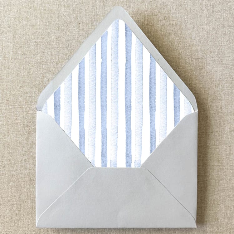 "Dusty Blue Stripe Envelope Liner | Set of 10 | For 5x7” Invitations" - Envelope Liners in blue by Cotton and Bow
