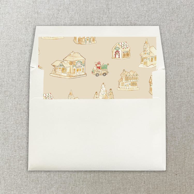 "Christmas Village Square Envelope Liner | Set of 10" - Envelope Liners in beige by Cotton and Bow