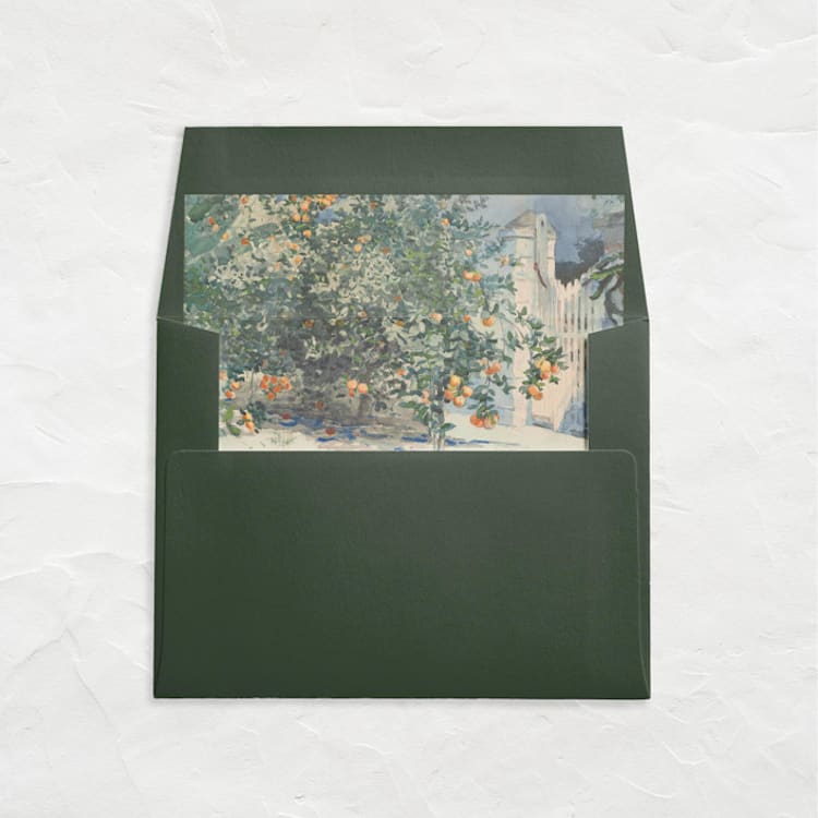 "A7 Fine Art Envelope Liners Square Flap // Hidden Grove (Set of 25)" - Envelope Liners in green by Clover and Lamb