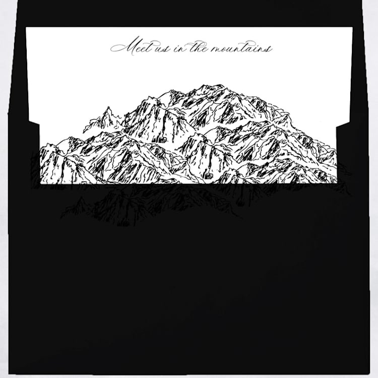 "Mountain Skyline Landscape Envelope Liner with custom text/saying | Set of 10 | For 5x7 Minted Square Flap Envelope" - Envelope Liners in white by Kimee Meyer