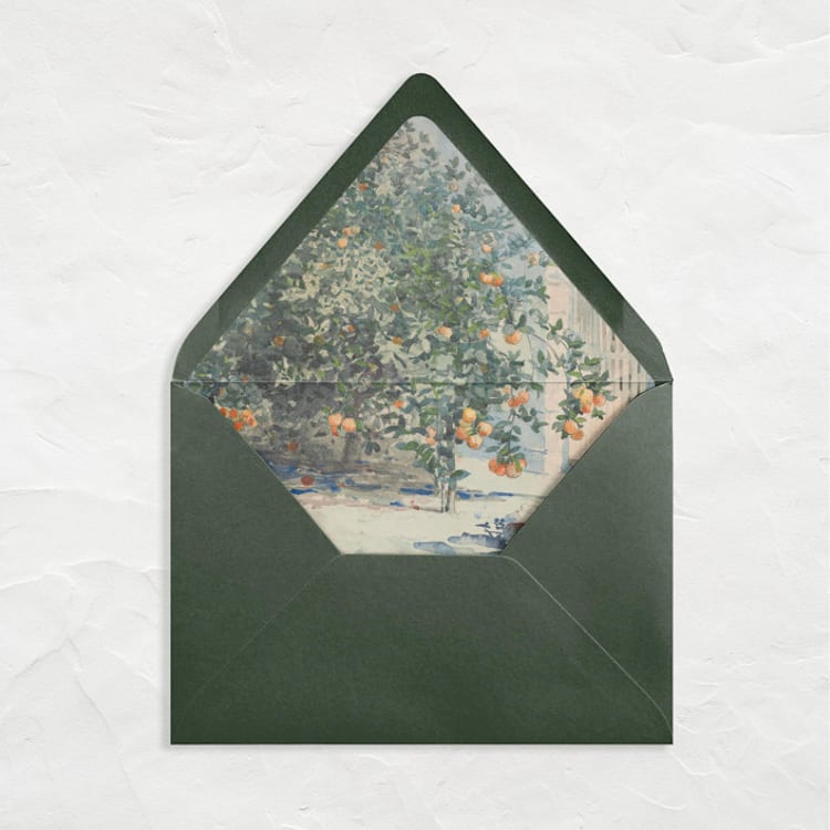 "A7 Fine Art Envelope Liners // Hidden Grove (Set of 25)" - Envelope Liners in green by Clover and Lamb