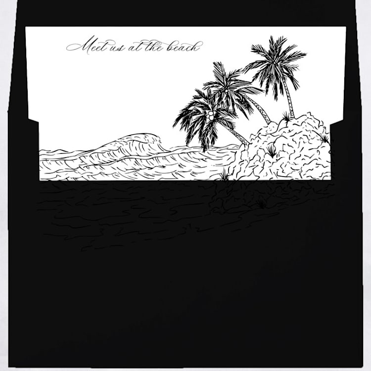 "Beach Landscape Illustration Envelope Liner with custom text/saying | Set of 10 | For 5x7 Minted Square Flap Envelope" - Envelope Liners in white by Kimee Meyer