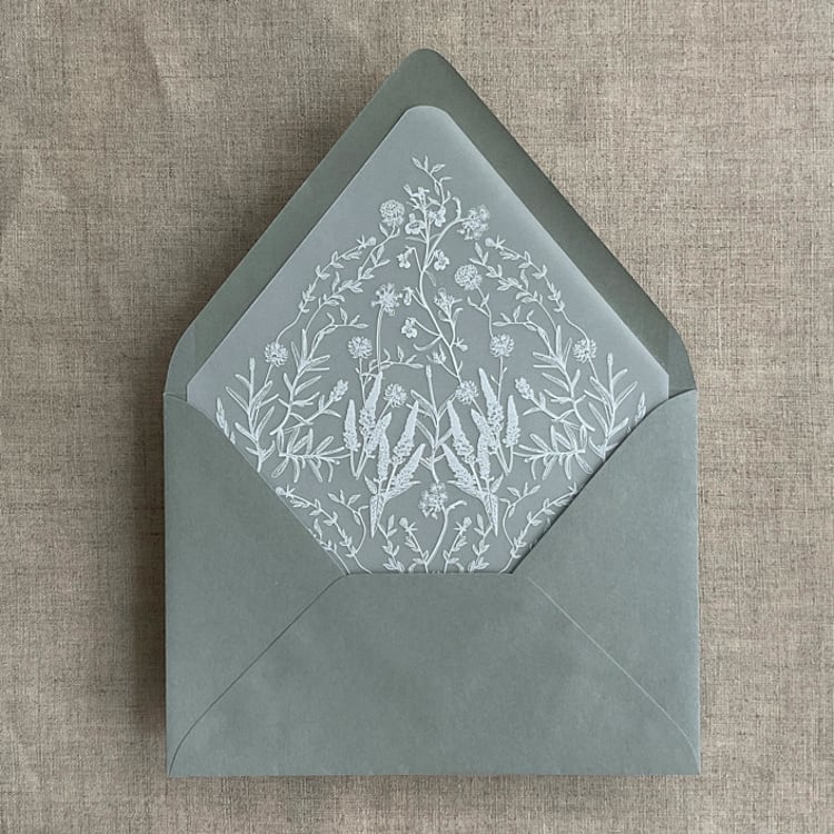 "White English botanical garden vellum liner for A7 euro flap envelope | pack of 10" - Envelope Liners in white by Ivory Invitations