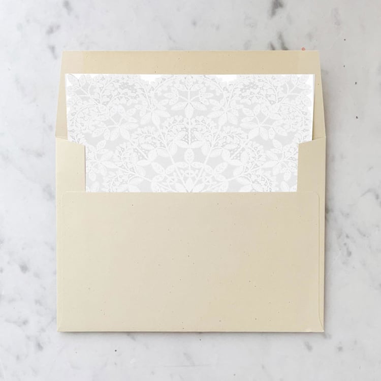 "A7 Envelope Liners Lace Square Flap (set of 10)" - Envelope Liners in white by Design by Laney