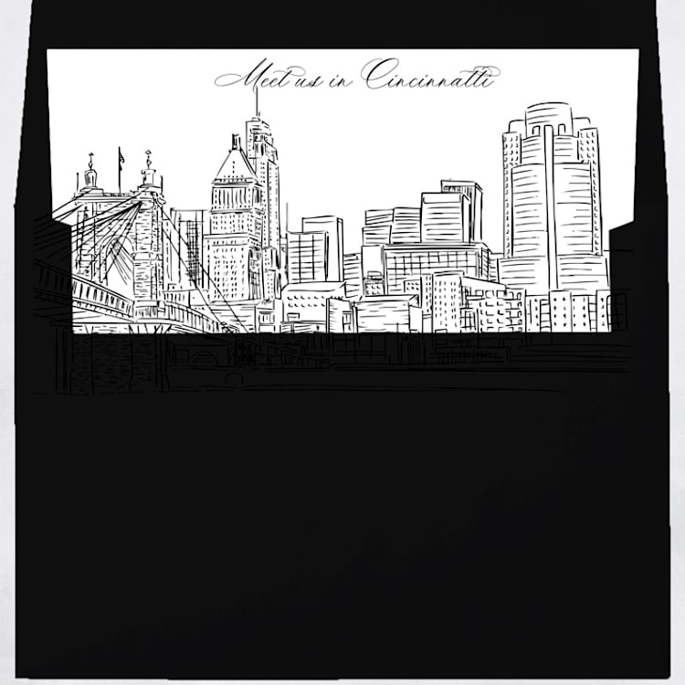 "Cincinnati Skyline Envelope Liner with custom text/saying | Set of 10 | For 5x7 Minted Square Flap Envelope" - Envelope Liners in white by Kimee Meyer
