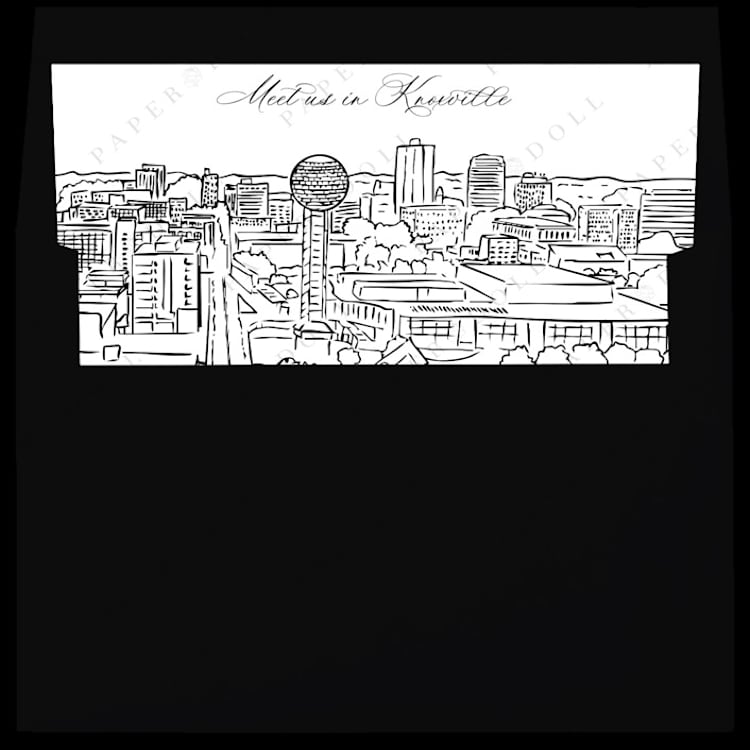 "Knoxville, Tennessee Skyline Envelope Liner with custom text/saying | Set of 10 | For 5x7 Minted Square Flap Envelope" - Envelope Liners in white by Kimee Meyer