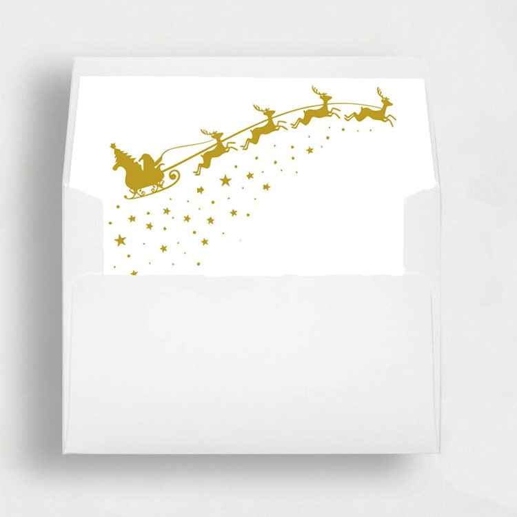 "Reindeer Magic: Enchanting Christmas Envelope Liners | Set of 25" - Envelope Liners in gold by Nikki Turner