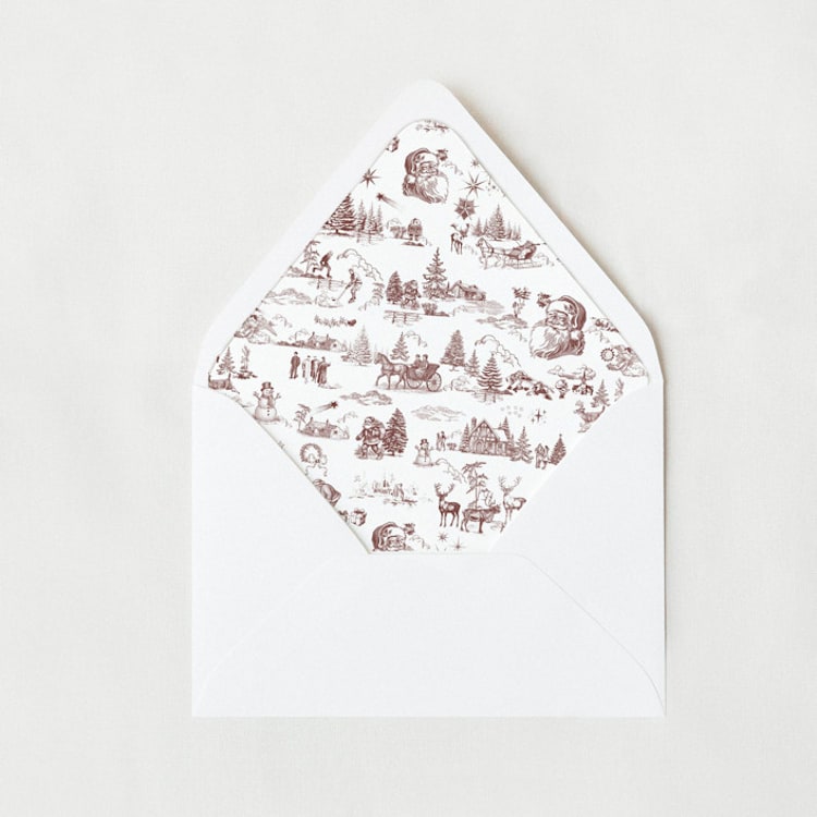 "Santa Toile | Set of 25 Envelope Liners" - Envelope Liners in red by Nikki Turner