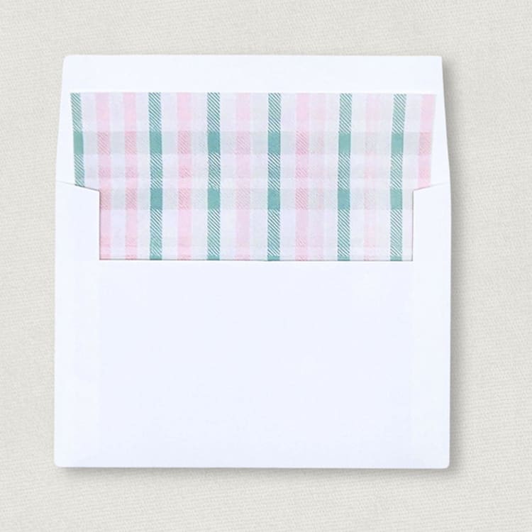 "Preppy Pink and Green Plaid Envelope Liners for 5 x 7 Cards (Set of 10)" - Envelope Liners in pink by Caroline Russo