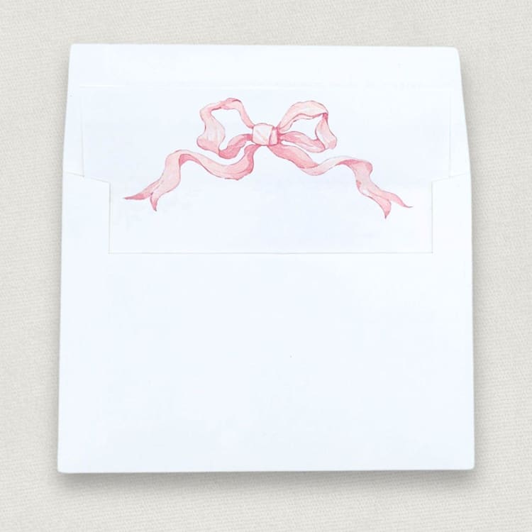 "A7 Coquette Pink Bow Envelope Liners (Set of 10)" - Envelope Liners in pink by Caroline Russo