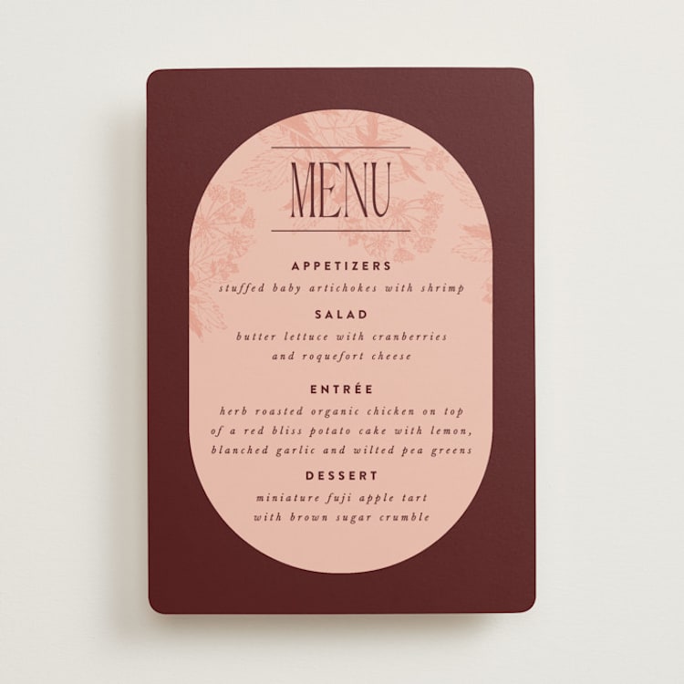 "Museum" - Menus in Burgundy by Nazia Hyder - Front