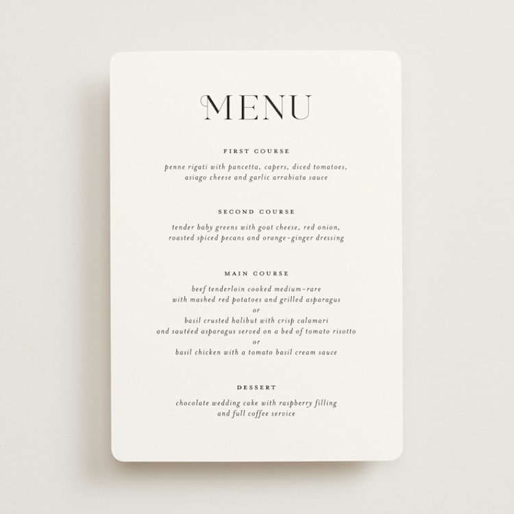 "Embellished Note" - Menus in Tuxedo by tuldok - Front