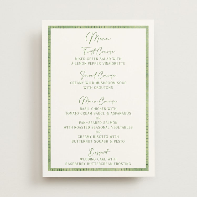 "Tropical Dreams" - Menus in Jungle by Petra Kern - Front
