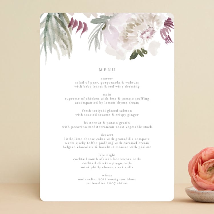 "romantic bouquet" - Menus in Plum by Phrosné Barwood - Front