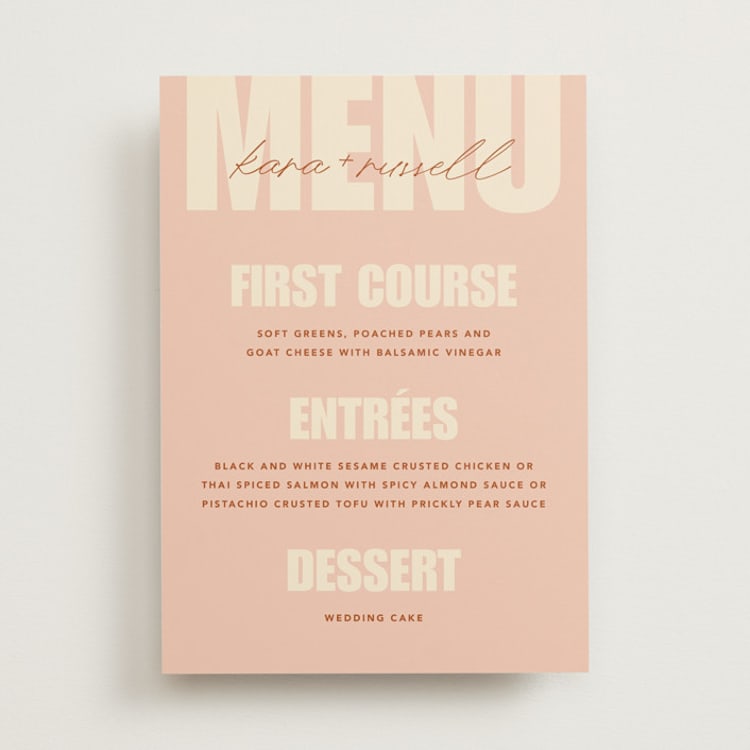 "Typographical Poster" - Menus in Blush by Stacey Day - Front
