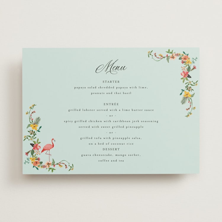 "Tropical Crest" - Menus in Papaya by Susan Moyal - Front