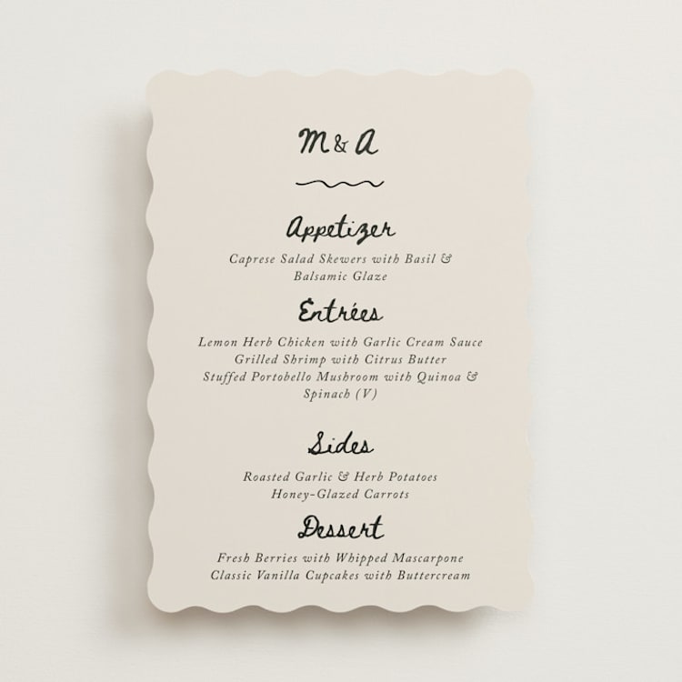 "simple monogram" - Menus in Lace by Cass Loh - Front