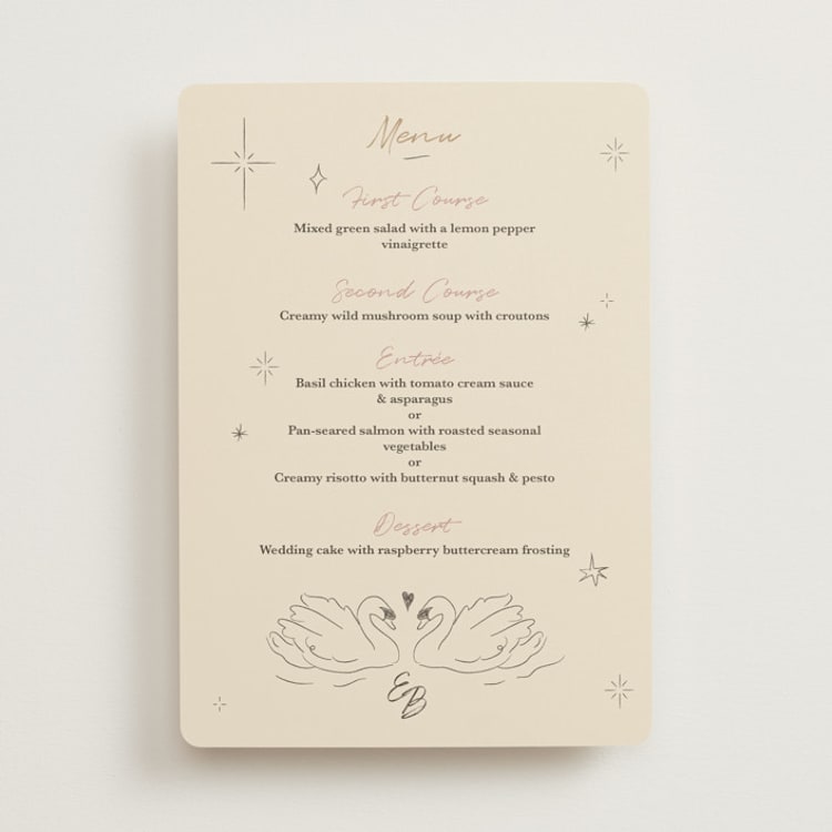 "The Swan" - Menus in Buttercream by Helena Vitto - Front