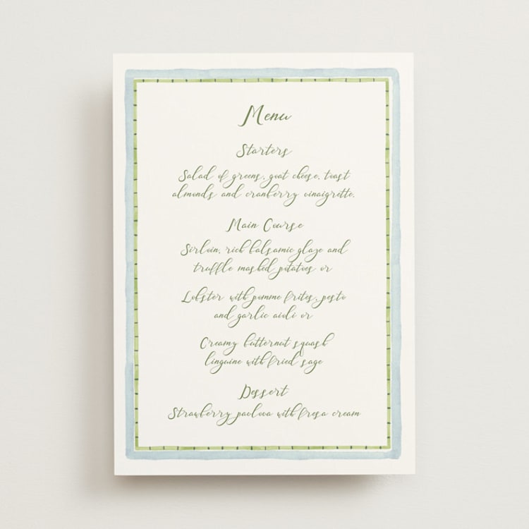 "Alento" - Menus in Celeste by Pati Cascino - Front