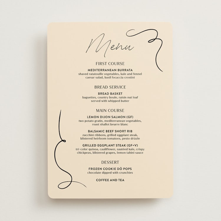 "French Whimsy Script" - Menus in Champagne by Wallace Design Co. - Front